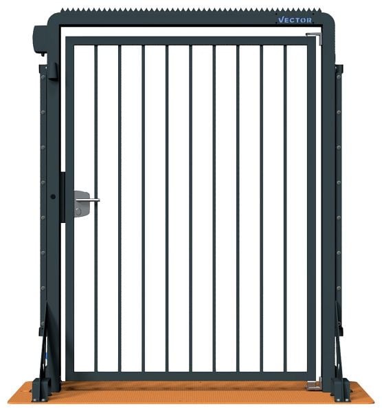 SCHAKE-VECTOR Mobile Tür V-Door-Steelplate, verzinkt + schwarz-matt pulverbeschichtet, mit Doppelstabmattenzaunmodul, VPDO22SOD0186