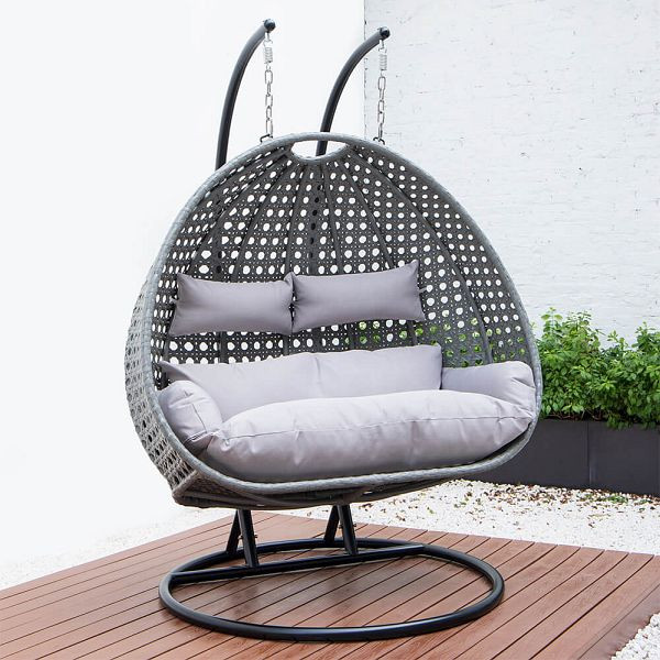 HOME DELUXE Polyrattan Hängesessel TWIN - Grau, 4843, 4260255526779