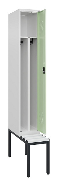 C+P Spind Evolo PLUS, 1 Abteile, 2120x300x815mm, 9016/6019, Haken 4, Zylinderschloss, Sitzfläche Kunststoff, Sitzbank, 0490507-10F S10100