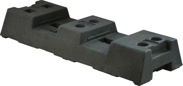 Schake Bauzaunfuß aus Kunststoffrecycling, Länge: 800 mm Höhe: 125 mm Breite: 290 mm mit 4 Löchern (Ø 42 mm) und 2 x 40 mm x 40 mm 16 kg, 3F110L