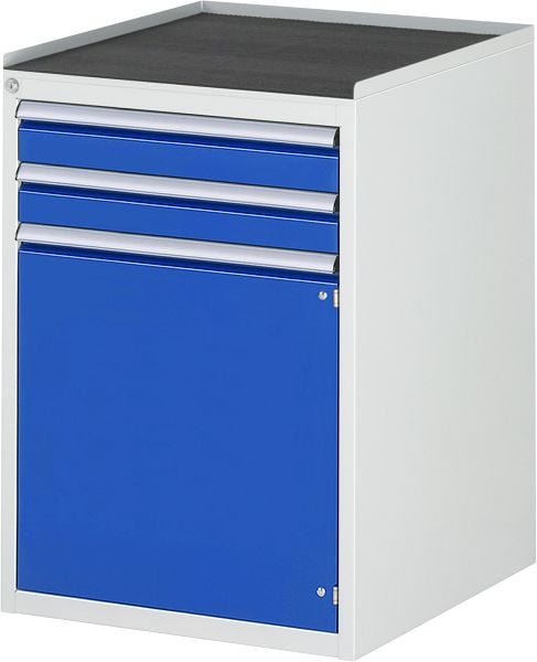 RAU Schubladenschrank Serie 7000, B580xT650xH825mm, Schubladen: 2xH90mm, Flügeltür H540mm, Metallauflage, 03-L5.7AR-MT.11