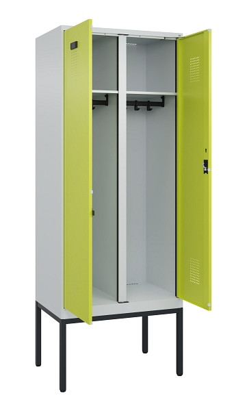 C+P Schwarz-Weiß-Spind Evolo PLUS, Gestell, 2 Abteile, 2120x800x500mm, 7035/0024, Zylinderschloss, 0490327-22 S10042