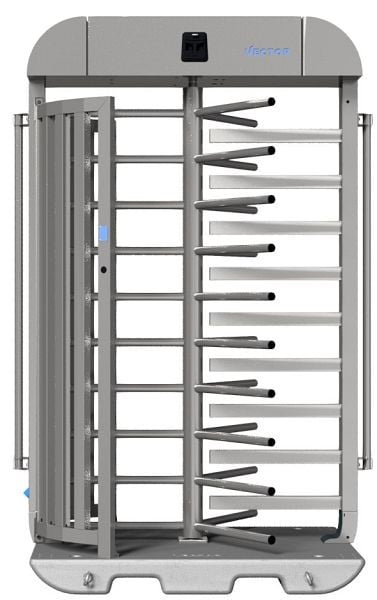 SCHAKE-VECTOR Drehkreuz V-Turnstile-Compact, rein mechanisch, verzinkt, mit Bauzaunmodul, VPDK23VMB0269