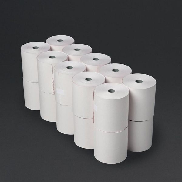 Olympia Nichtthermische 2-lagige weiße und rosafarbene Kassenrolle 76mm x 70mm (20 Stück), DK595