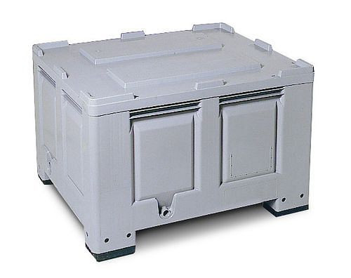 DENIOS Palettenbox PB 10-K aus Kunststoff, mit 3 Kufen, 670 Liter Volumen, 117-887