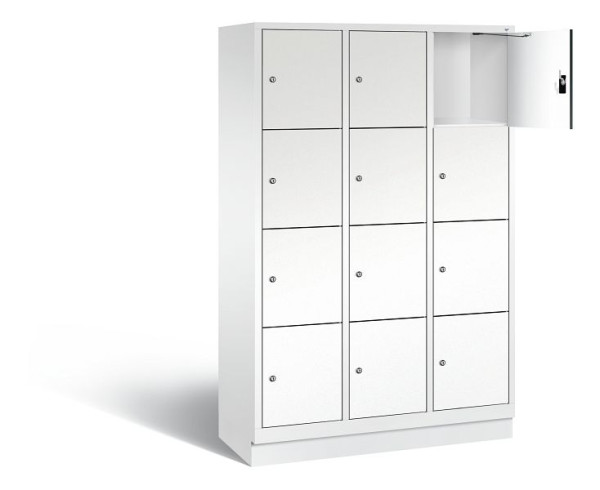 C+P Schließfachschrank Evolo, H1800xB1200xT500mm, Farbe: Verkehrsweiß / Dekor Weiß, 48020-324 S10339