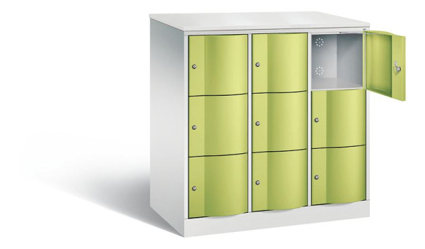 C+P XL-Schließfachschrank Resisto, H1255xB1148xT640mm, Farbe: Lichtgrau / Viridingrün, 8573-373 S10142