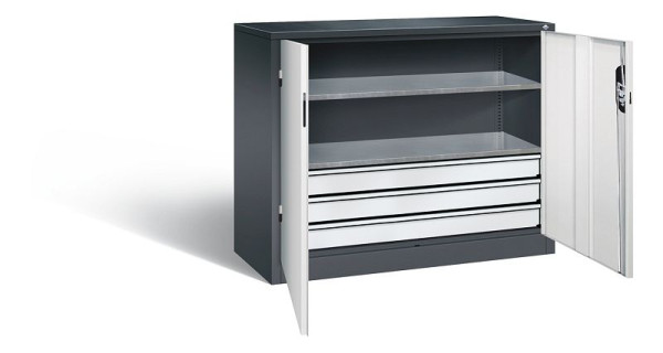 C+P Werkzeugschrank Acurado, H1000xB1200xT500mm, Farbe: Schwarzgrau / Lichtgrau, Muldengriff, 8831-5035 S10182