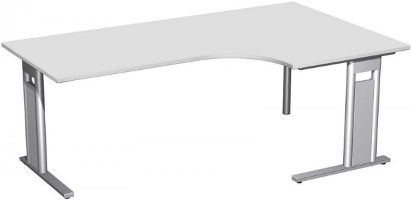 geramöbel PC-Schreibtisch rechts starr, C Fuß Blende optional, 2000x1200x720, Lichtgrau/Silber, N-648321-LS