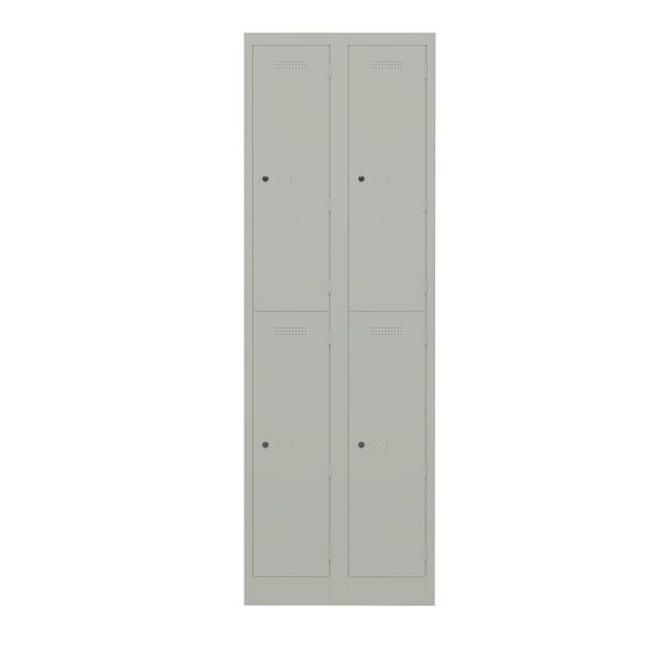 Bisley Garderobenschrank Primary Locker, 2 Abteile mit je 2 Fächern übereinander, 673 gänsegrau, PL3050D2673