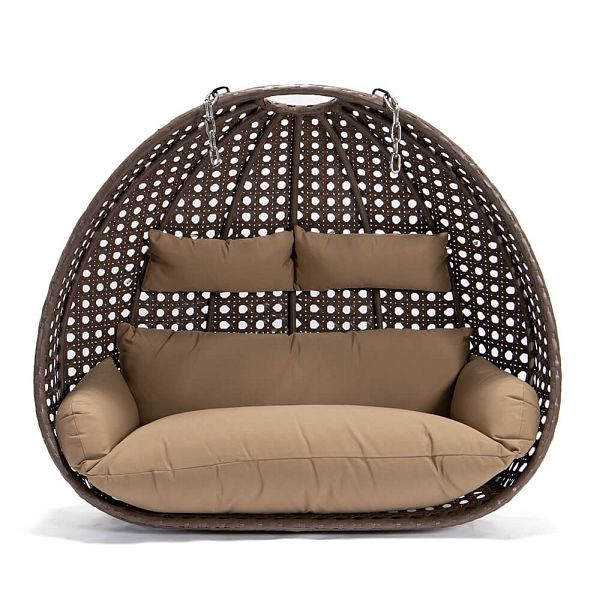 HOME DELUXE Polyrattan Hängesessel TWIN - Braun nur Korb und Kissen, 6901