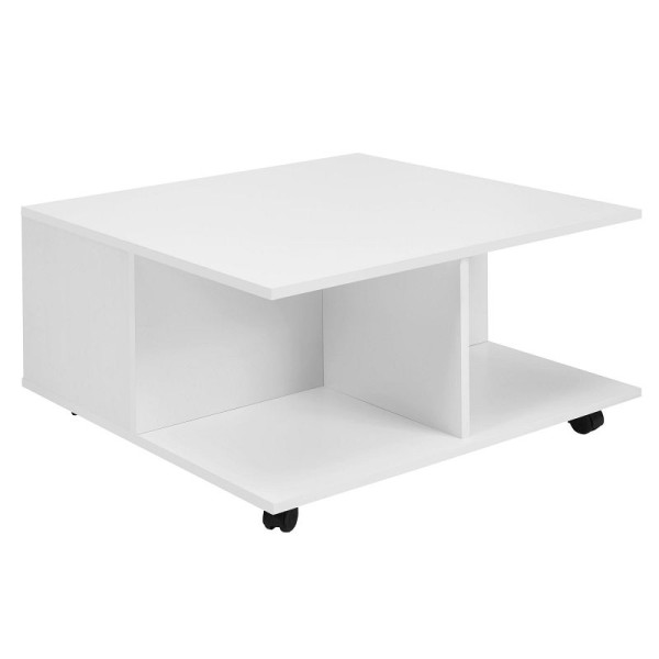 Wohnling Design Couchtisch 70x70 cm Weiß, mit 2 Schubladen & mit 2 Fächern, WL6.066