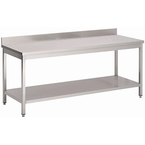 Gastro M Arbeitstisch mit Aufkantung und Regalboden 180cm lang, GN136