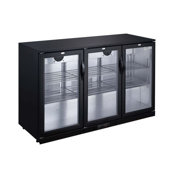 Cooldura Bar-Kühlschrank 3-türig - 320 Liter, Schwarz/Silber, CBB3D