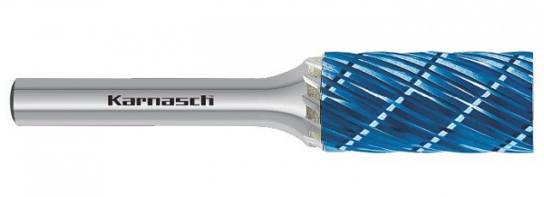 Karnasch Hartmetall-Frässtift Blue-Tec beschichtet ZYB/ HP-8 d1= 12 / l2= 25 / d2= 6 / l1= 70mm, VE: 2 Stück, 116042025