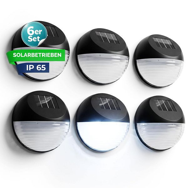 monzana LED Solarwandleuchte 6er-Set Ø11cm, 104176, 4250525336771