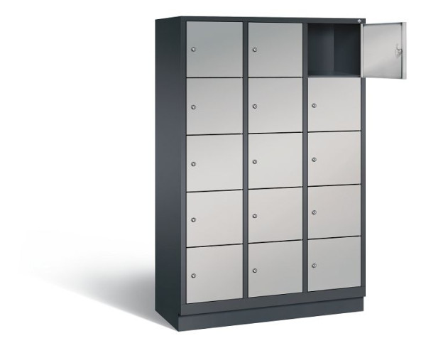 C+P Schließfachschrank Evolo, H1800xB1200xT500mm, Farbe: Schwarzgrau / Weißaluminium, 48020-325 S10125