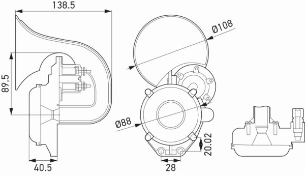 HELLA Fanfare - 12/24V - Frequenzbereich: 400Hz, 3PA 013 410-011
