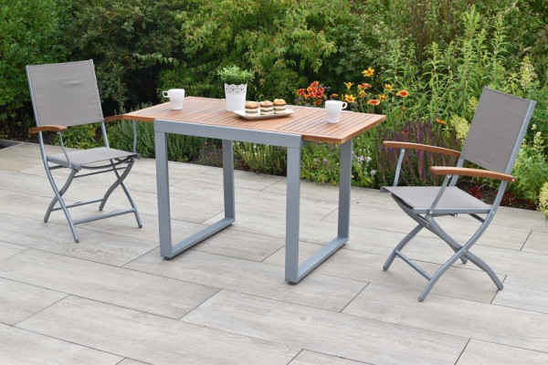 Merxx Naxos Set 3-teilig, 2 Naxos Klappsessel, 1 Balkonausziehtisch, 80 (120) x 70 cm, 50221-309