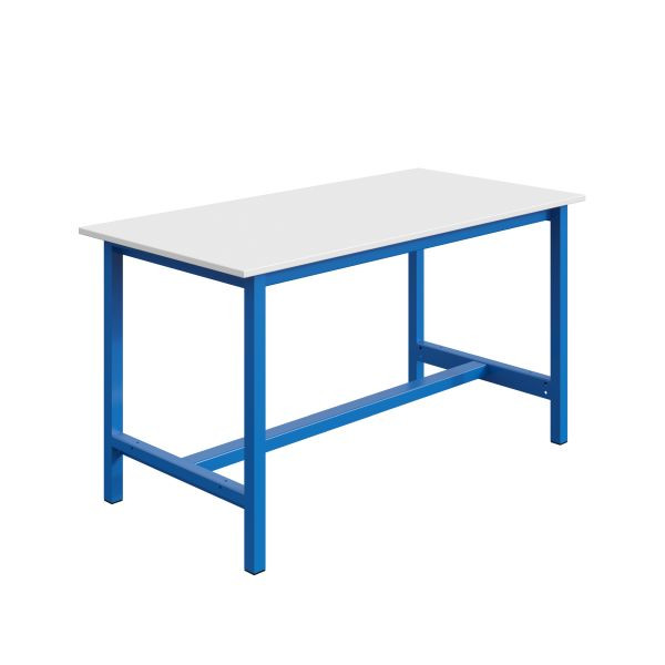 SOFAME PTH Werkbank B 1500 x T 750 x H 828mm, Melamin-Arbeitsplatte 28 mm, Himmelblau RAL 5015, W010020043BI