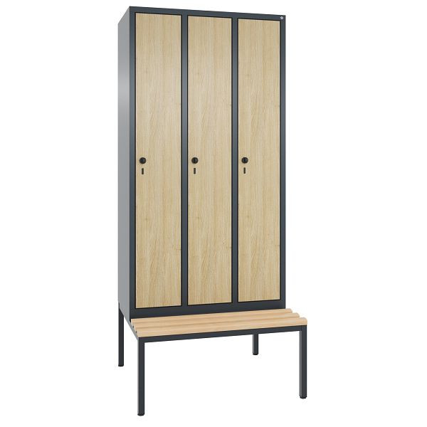 C+P Spind Evolo, 3 Abteile, H2090xB900xT815 mm, Anthrazit/MDF Eiche, 48050-30 S10839