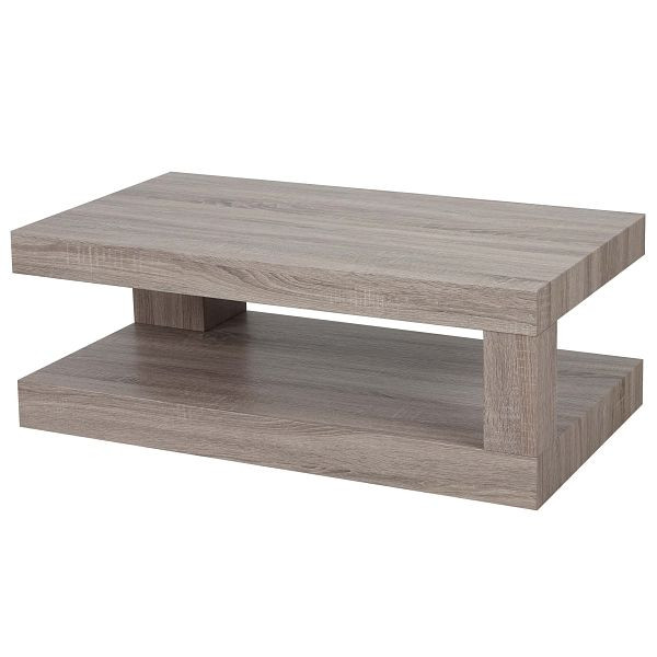 Mendler Couchtisch HWC-A32, Wohnzimmertisch, 3D-Struktur, 40x110x60cm, dunkle Eicheoptik, 59399+59400