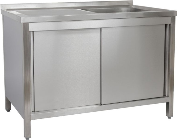 A&S Polarny Spülschrank 1200 x 600 x 850 mm 1 Becken rechts, mit Schubladenblock, 600 mm Tiefe, SPSCHSB1261BR