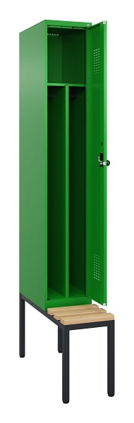 C+P Spind Evolo PLUS, 1 Abteile, 2120x300x815mm, 6037/6037, Haken 4, Drehriegel, Sitzfläche Buche-Hartholz, Sitzbank, 0490507-10F S10027