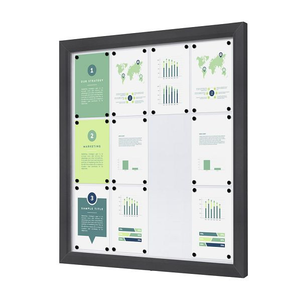 Showdown Displays Abschließbarer Schaukasten Outdoor Slim 12 x A4 Anthrazit, SCTE12xA4PHC7016JS
