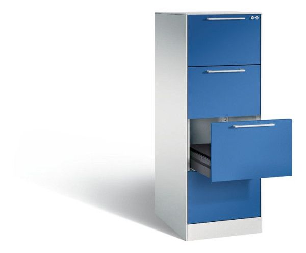 C+P Karteischrank Asisto, H1310xB440xT600mm, Farbe: Lichtgrau / Enzianblau, Bügelgriff, 146225-421 S10050