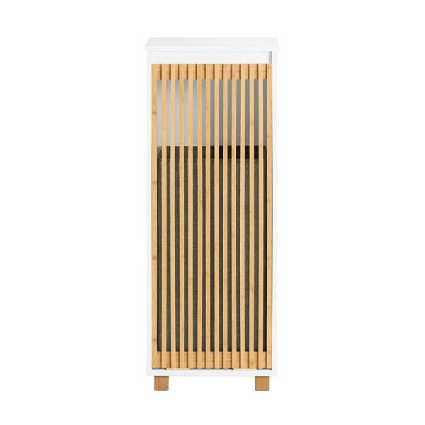 SoBuy Wäscheschrank mit einer Tür Weiß 33x32x85 cm, Rustikal, BZR126-W