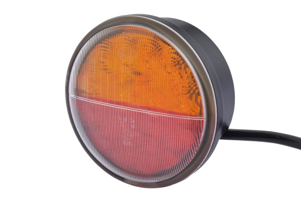 HELLA Heckleuchte - 83mm - LED - 24V - Anbau/geschraubt - Lichtscheibenfarbe: gelb/rot - Kabel: 2500mm - offene Kabelenden - links/rechts, 2SD 959 010-401