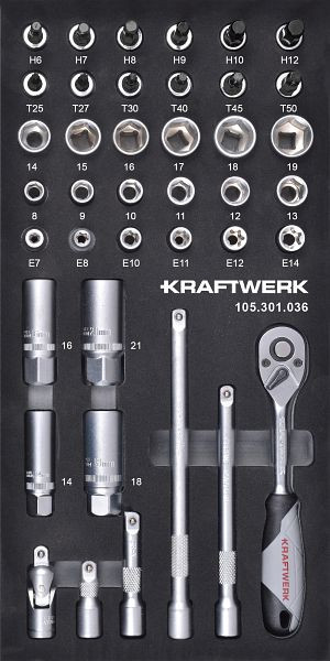 Kraftwerk BASIC LINE EVA Steckschlüssel-Einlage 3/8", 2x4 cm, 40 tlg, 105.301.036