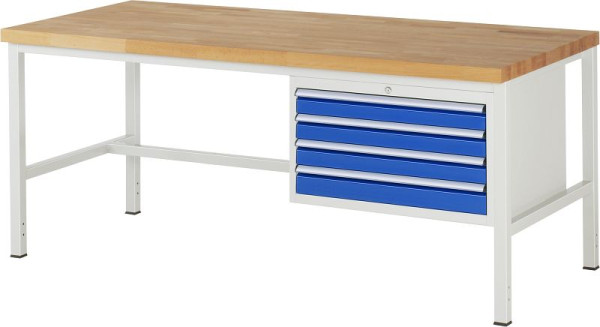 RAU Werkbank Serie 8000 - Modell 8233, B2000 x T900 x H840-1040 mm, Systemunterbau B1995 x T850 x H800-1000 mm, 03-8233A1-209B4H.11