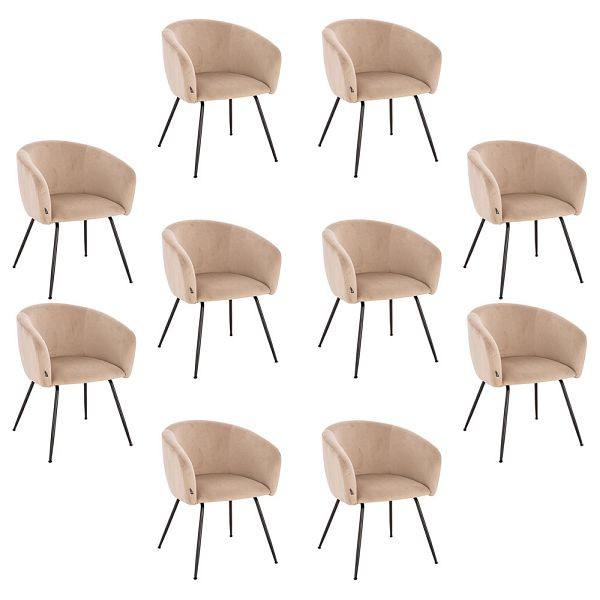 HOME DELUXE Esszimmerstuhl ARIA Samt Beige - Stückzahl: 10, 55972