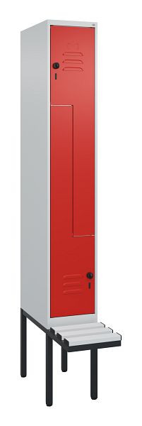 C+P Z-Spind Classic PLUS, Bank, 2 Abteile, 2120x300x815mm, 7035/3020, Drehriegel, 0800437-102 S10032