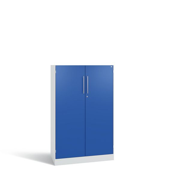 C+P Flügeltürenschrank Asisto, H1310xB800xT435 mm, Grau/Enzianblau/DBS Hellgrau, 141033-000 S10218