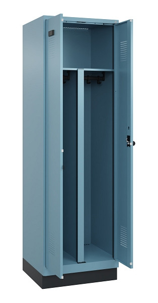C+P PSA Schwarz-Weiß-Spind Evolo PLUS, mit Sockel, 2 Abteile, 1950x600x500mm, 00, Drehriegel, 049022-20P S10021