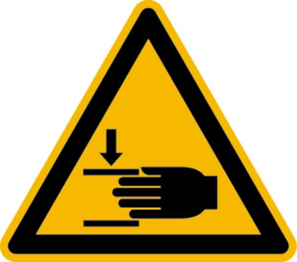 Schilder Klar Warnzeichen Warnung vor Handverletzungen DIN EN ISO 7010-W024, 100 mm Folie selbstklebend, 1513/61