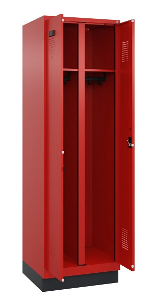 C+P Schwarz-Weiß-Spind Evolo PLUS, mit Sockel, 2 Abteile, 1950x600x500mm, 3020/3, Zylinderschloss, 049022-20 S10052