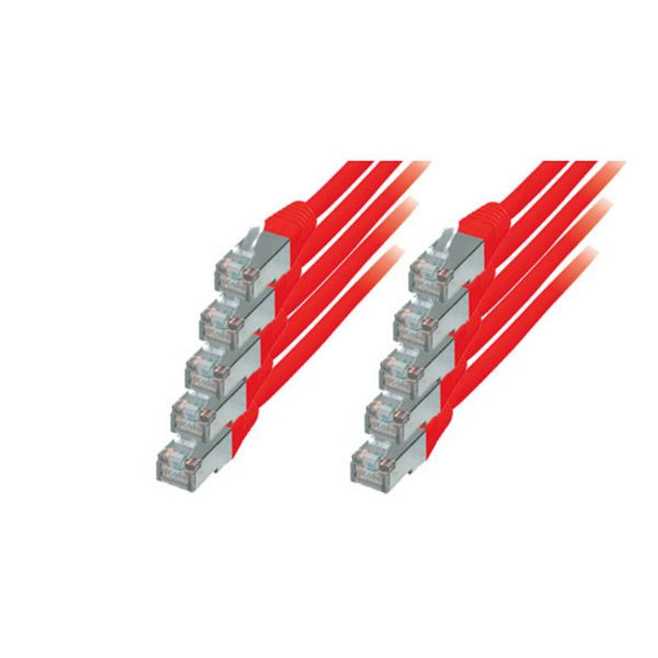 S-Conn Patchkabel, cat 6, S/FTP, PIMF, Halogenfrei, VE: 5 Stück, rot, 1,0m, 75711-HR-SET5