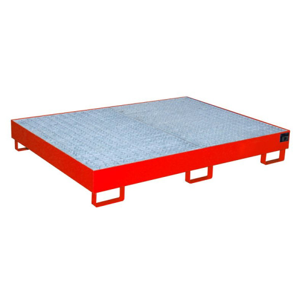 STEIN HGS Regalwanne RW, 257 Liter, RAL 3000 feuerrot, Gesamthöhe 250 mm, lackiert, Gitterrost, 79217.0056