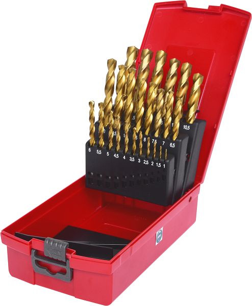 KS Tools HSS TiN Spiralbohrer-Satz, Kunststoffkassette 25-teilig 1-13mm, 330.4623