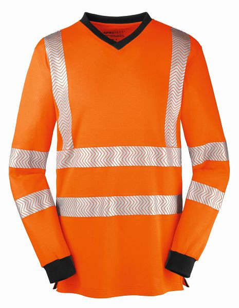 4PROTECT Warnschutz-Langarm-Shirt JACKSONVILLE, leuchtorange/grau, Größe: XL, 3436-XL
