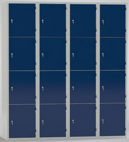 KLW Wertfachschrank, 1850x1600x500mm, 4x4 Abteile, Innen: 445x370x480mm, Türöffnung: 420x330mm, Belüftung, Zylinderschloss inkl. 2 Schlüssel, 08/87S-4x4