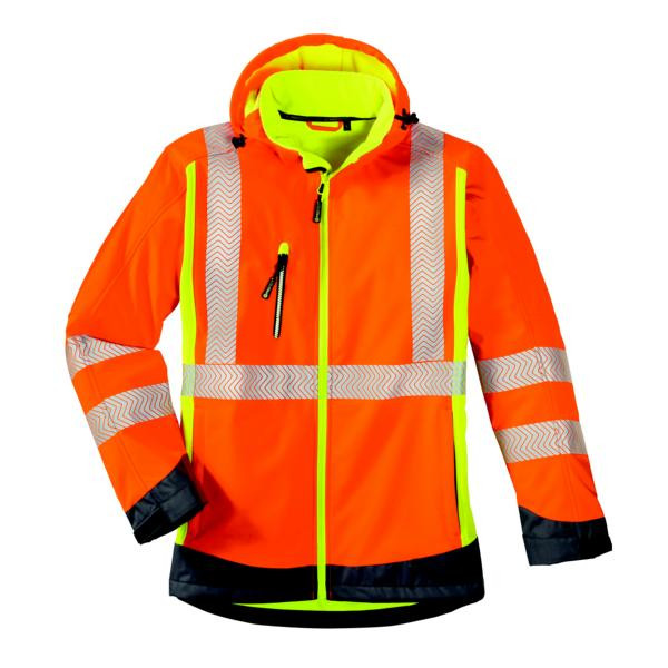 4PROTECT Warnschutz-Softshell-Jacke HOUSTON, Größe: L, Farbe: leuchtorange/leuchtgelb/grau, VE: 5 Stück, 3470-L