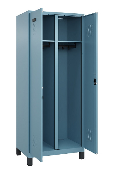C+P Schwarz-Weiß-Spind Evolo PLUS, mit Füßen, 2 Abteile, 1950x800x500mm, 0010/0, Zylinderschloss, 049012-22 S10048