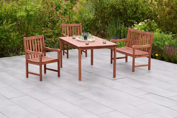 Merxx Santos Set 4-teilig, 2 Santos Sessel, 1 Santos Bank, 2-sitzig, 1 Tisch, 150 x 90 cm, FSC Eukalyptusholz, 50059-011