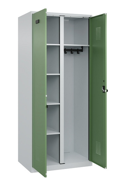 C+P Wäsche-/Garderobenspind Evolo PLUS, 2 Abteile, 1850x800x500mm, 7035/6011, Drehriegel, 049600-22 S10010