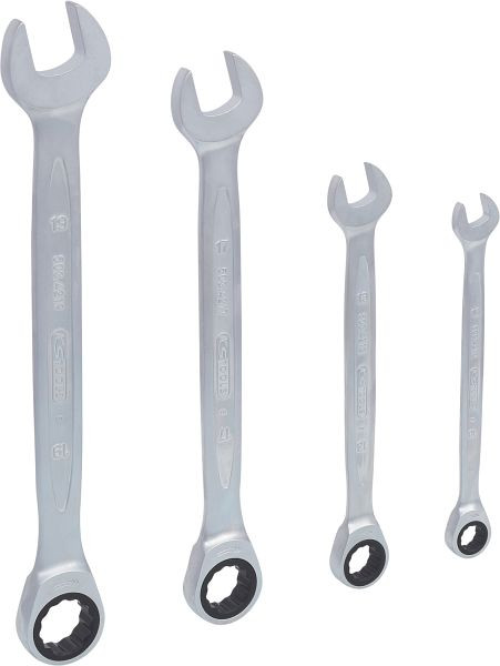 KS Tools GEARplus Ratschenringmaulschlüssel-Satz, 4-teilig 10-19mm, 503.4204